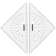 CHEOTIME Chart Drawing Triangle Ruler, Acrylic Marine Triangle Clear Triangular Protractor with Handle for Nautical Navigation, Drawing and Blueprint Design, Efficient Use