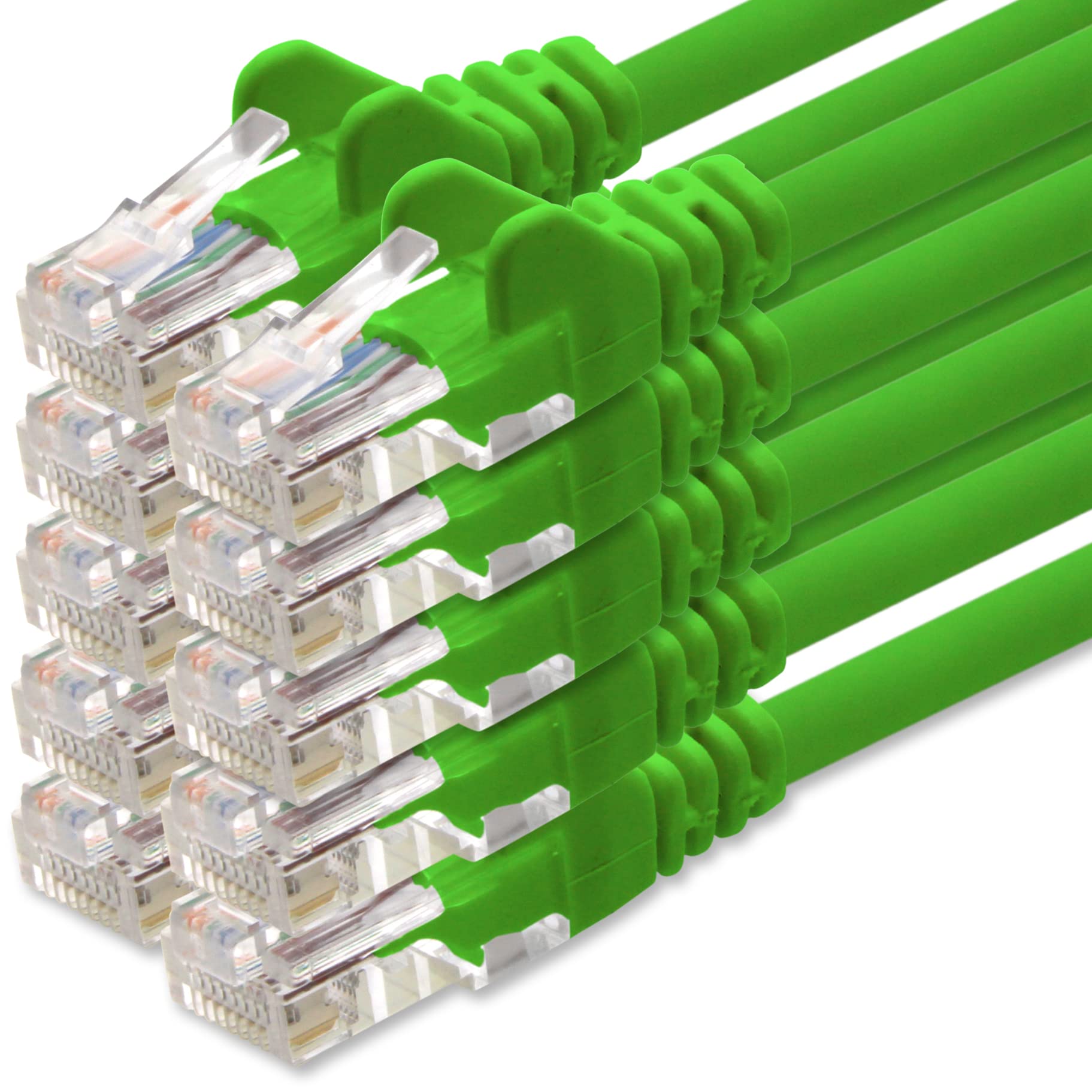 1aTTack.de Network cable Cat.6 - green - 10x - 2m - (set) - CAT6 Ethernet cable Lanka cable 1000 Mbits patch cable