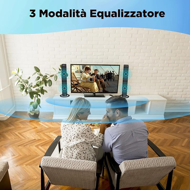 Barra de som para TV, barra de som divisível 2 em 1 com amplificação de voz, barra de som surround para cinema em casa, Bluetooth 5.3, 3 modos de equalização, ligação ARC/ótica/aux, 1pcs — foto 6 de 8
