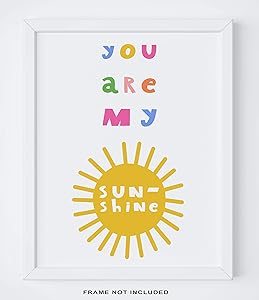 Nursery Room Wall Art - 11x14" UNFRAMED Print -"You Are My Sunshine" - Baby Girl Nursery Rhyme Wall Decor - Makes A Great Gift Under $15