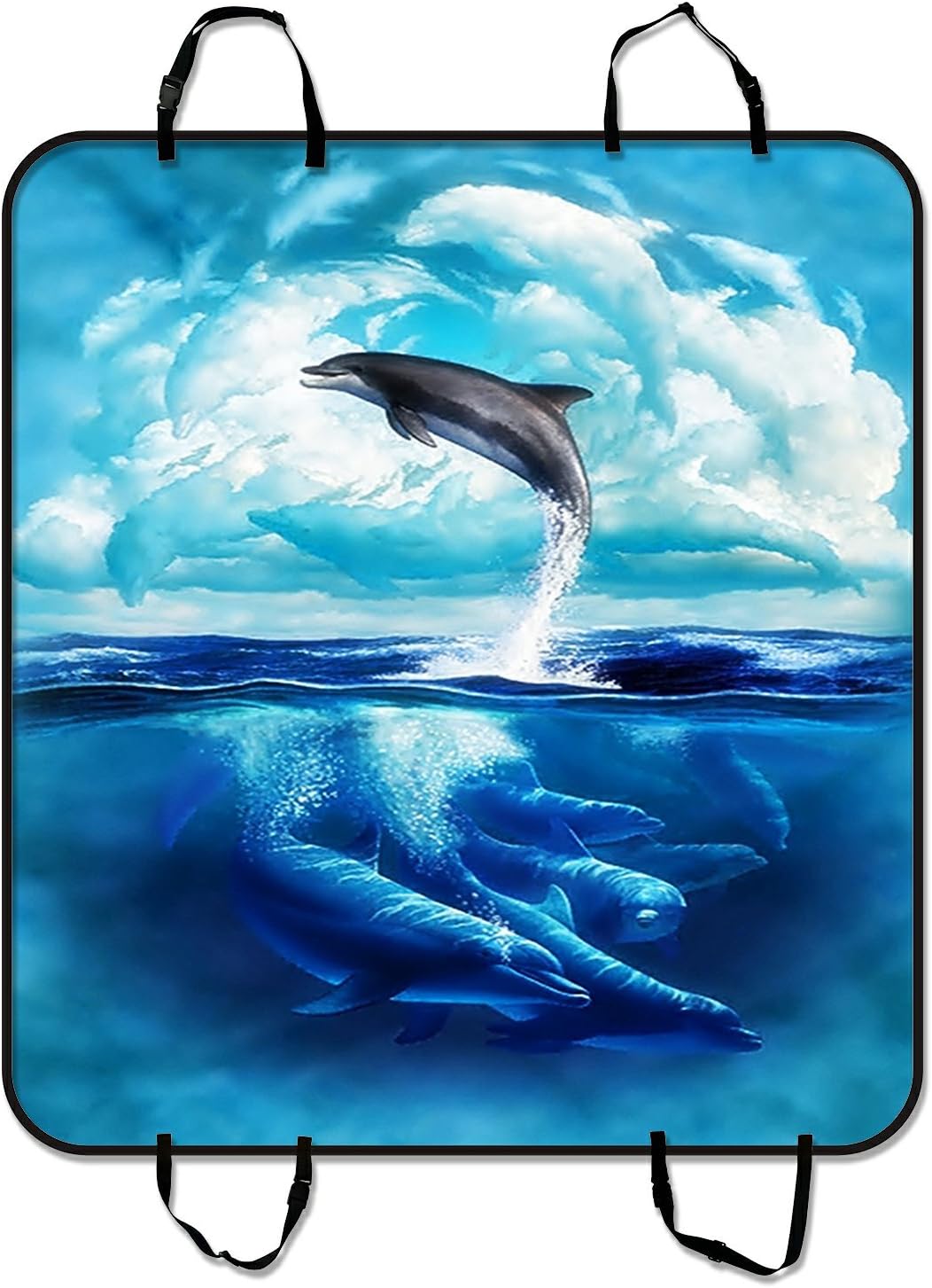 Custom Dolphins Jumping at Sea Pet Seat Cover Car Seat Cover for Pets Cargo Mats and Hammocks for Cars Trucks and SUVs 54x60 inches