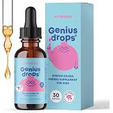 JoySpring Genius Kids Focus Drops, Ginkgo Liquid, 30 Servings, 3+ | Ginkgo biloba with gotu kola and rhodiola, liquid drops for the school day, sugar-free, mixes into water or juice