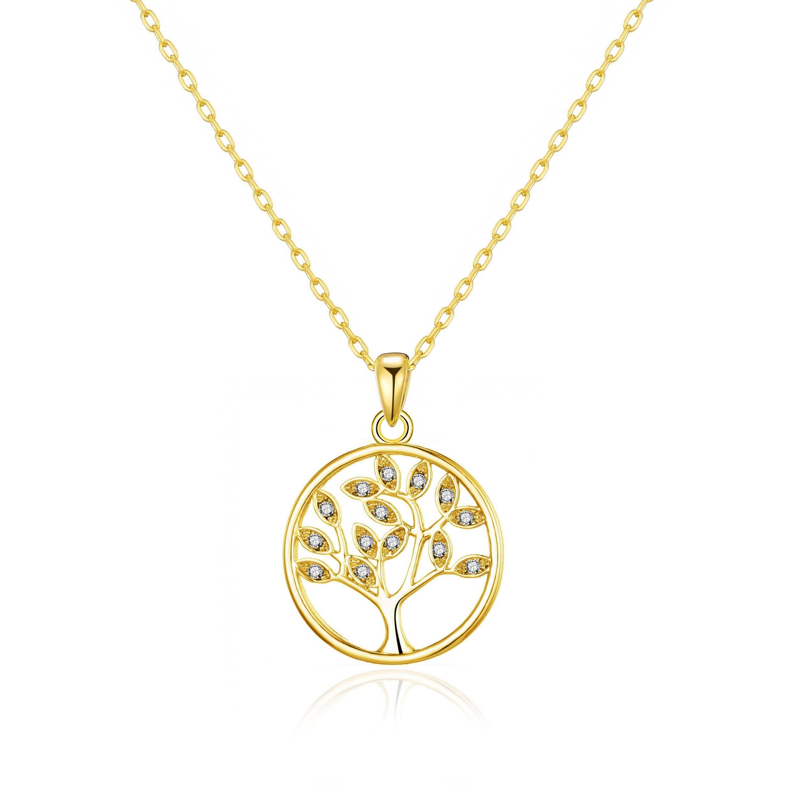 Philip Jones 18k Gold Plated Tree of Life Necklace Created with Zircondia® Crystals