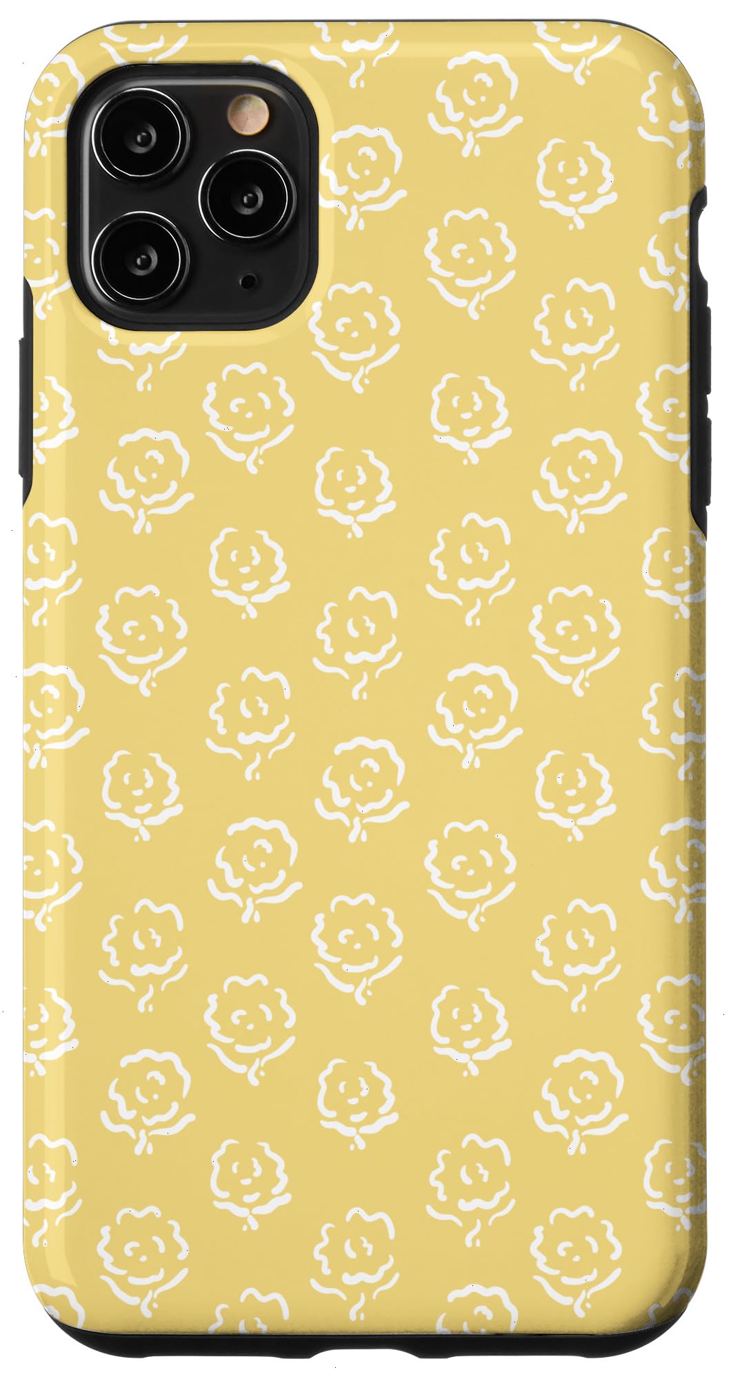 Preppy Yellow Flower Pattern Hand Painted Case for iPhone 11 Pro Max