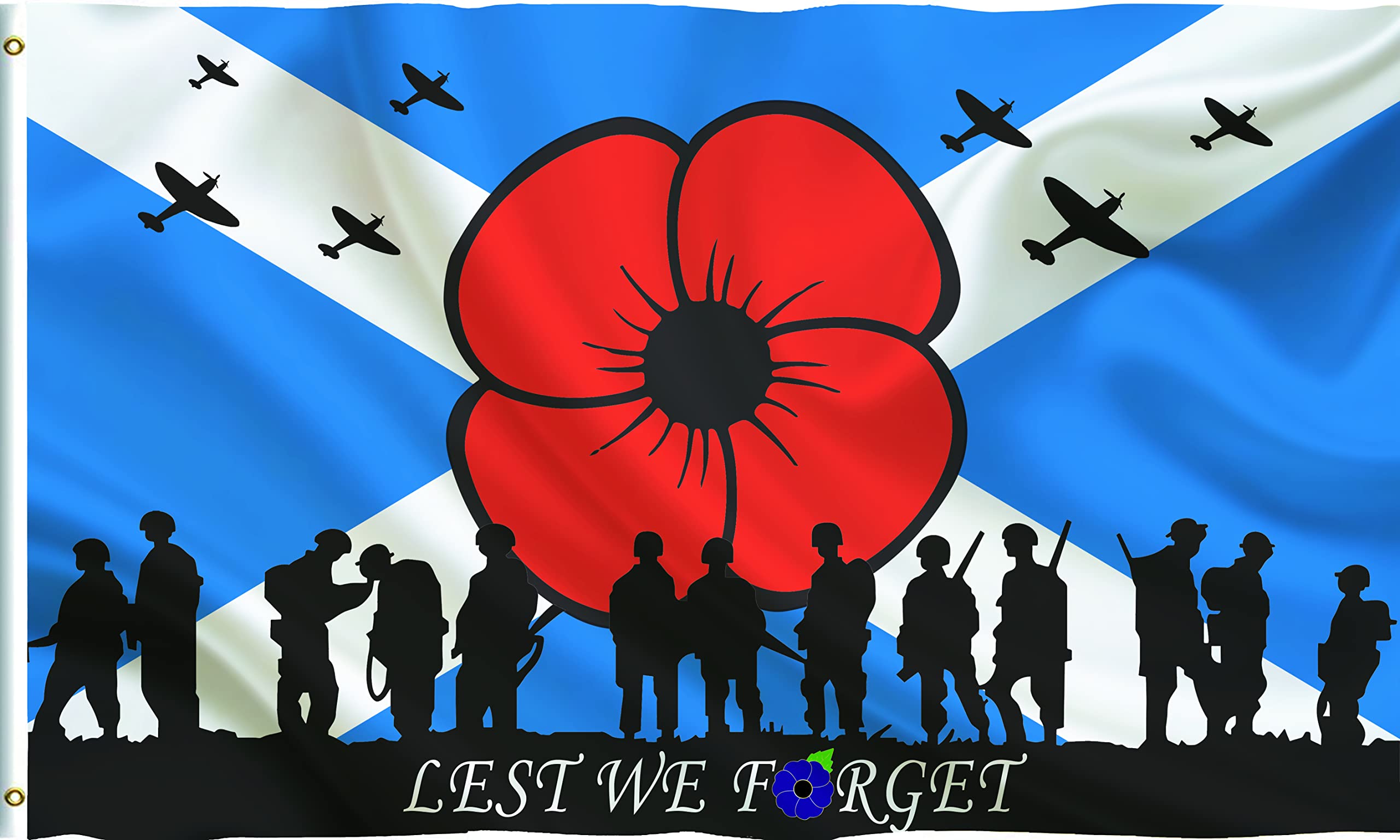 Scotland St Andrew's Soldier Red Poppy Remembrance Day Garden Decor Outdoor Banner Flag 5x3ft