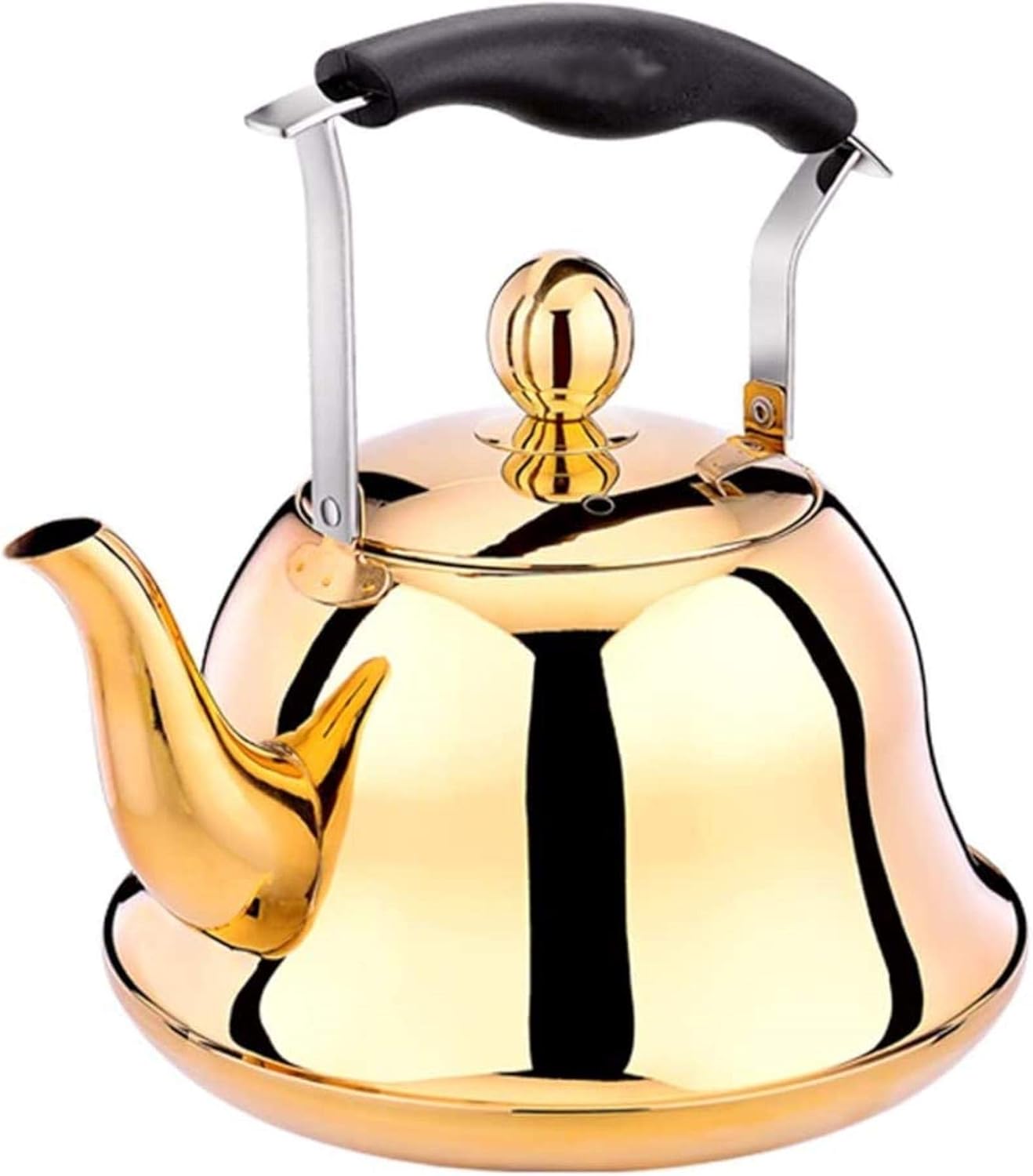 Whistling teapot, stainless steel stove top teapot, sturdy teapot, fast boiling kettle, with
