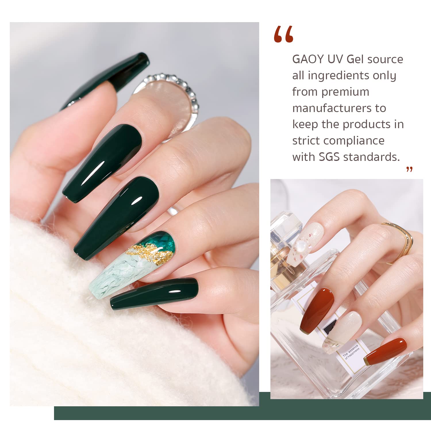 GAOY 23 Pcs Gel Nail Polish Set, Fall Brown Red Green Glitter Colors, UV Light Cure Gel Nail Kit with Glossy & Matte Top Coat and Base Coat for Salon and DIY Manicure at Home - Image 4