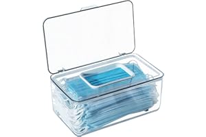 Aphbrada Face Mask Dispenser with Lid, Countertop Clear Storage Box Dispenser for Hygienic Masks, Gloves, Baby Diaper, Wet Wipes, Panty Liners - High Clarity Case for Home Office Car