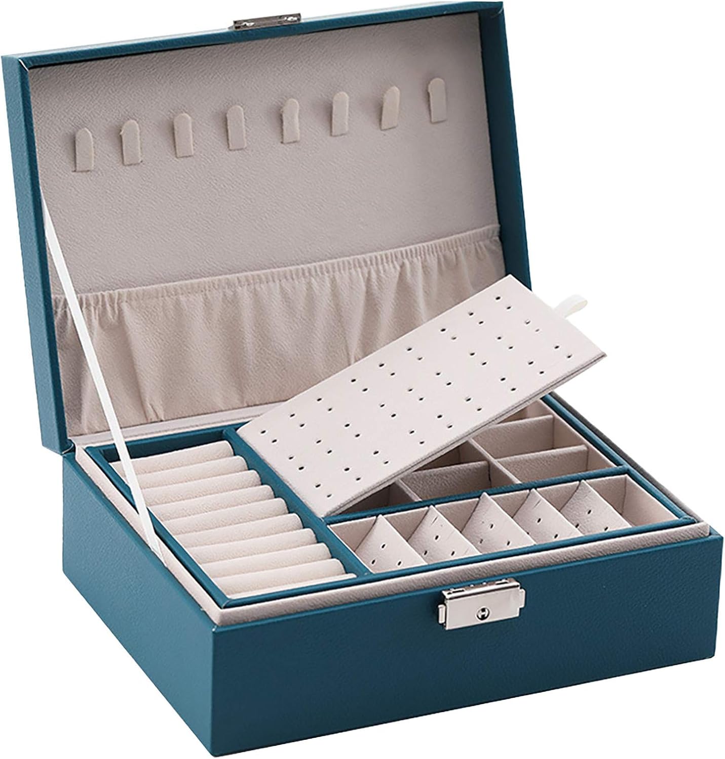 Walaka 2Layer Leather Jewellery Boxes for Women Girls Teenagers