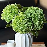 DUYONE 3PCS 22 inch Realistic Artificial Hydrangea Large Real Touch Flowers Artificial Flowers Dry Flowers Outdoor Wedding Christmas Office Family Party Living Room Table Decoration (Green)