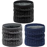 Cisnocr 3pcs Winter Neck Warmer Men Women Ski,Fleece Neck Gaiter Face Mask Scarf Thick Windproof Scarves