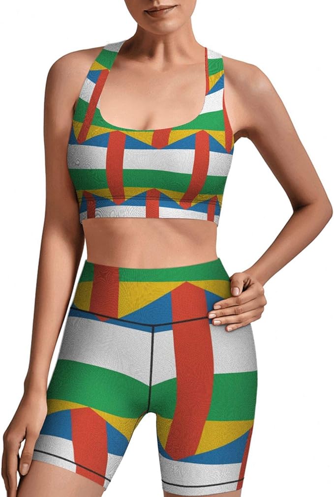 Central African Republic Flag Womens Workout Set 2 Piece
