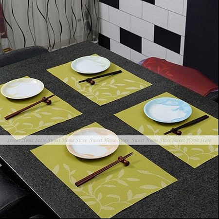 Kochen Geniessen Tischset Platzset Platzmatte Tischmatte Grun Blatter Muster Kuche Esszimmer Neu Mobel Wohnen Esscopipe Com
