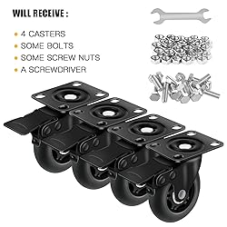 Apllamo 3" Casters Set of 4 ，4 Heavy Duty Quiet
