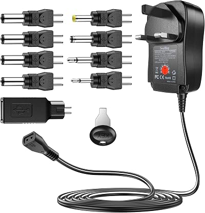 SoulBay 30W Universal DC Adapter 9 Tips 3-12V Dual Polarity 2A