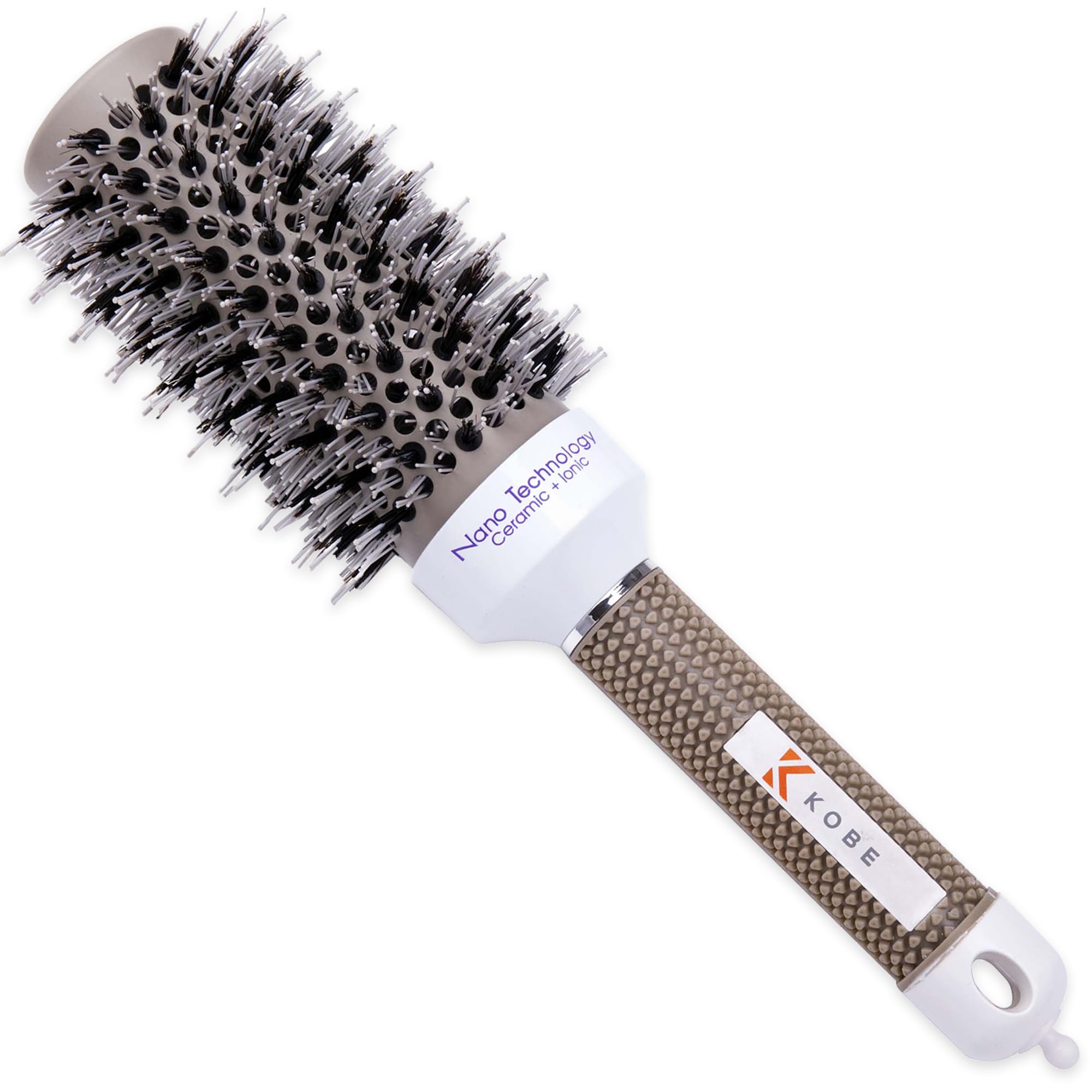 Kobe Professional Ionic Dual-Bristle Radial Styling Brush - 43 mm, Heat-Retaining Ceramic Barrel, Boar & Nylon Bristles