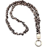 MyfavoriteK Teacher Scrunchie Lanyard for ID Badge, Thin Stretchy Elastic Neck Keychain, Cute Hands Free Accessory for School