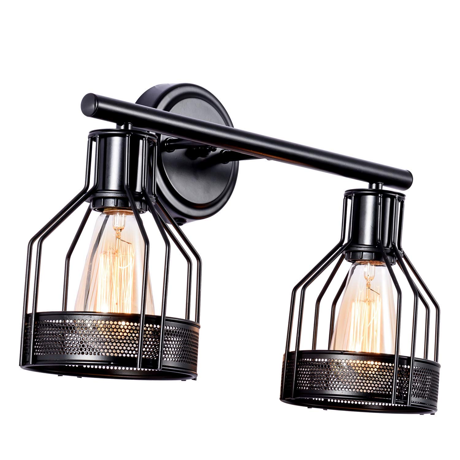 GLADFRESIT Wall Lights Industrial Lighting, Bathroom Indoor Cage Light Fixture, Metal Shade with Black Finish, Vintage Wall Sconces Home Retro Lights(Bulb Not Included)