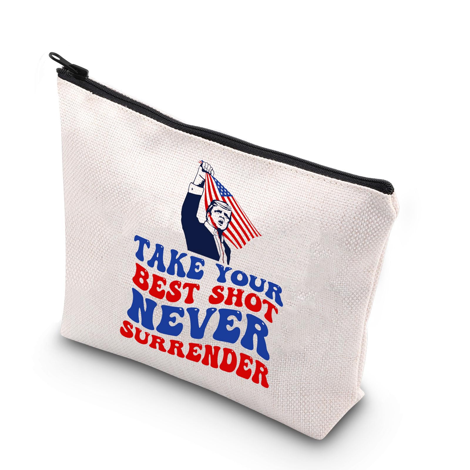 Fist Pump Makeup Bag Shooting President Gift Fight Fight Fight Gifts Never Surrender Gifts MAGA Zipper Bag (Take Your UK)