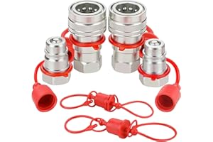 ANCIMOON 1/2’’ Ag ISO 5675 Ball Pioneer Hydraulic Quick Connect Coupler with Dust Caps