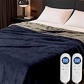 Heated Blanket Queen Size, 84"x90" Electric Heating Soft Dual-Sided Flannel Machine Washable Blanket, 12 Heat Levels & 12 Hours Auto Off, Soft Warm Flannel Blanket, Overheat Protection with ETL & FCC