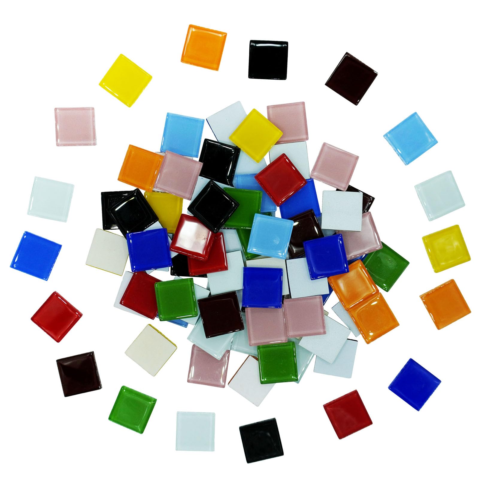 Photo 1 of 1LB Large Size Mixed Color Mosaic Tiles for Crafts Bulk, 1Inch 12 Colors Options Big Square Shaped Glass Tiles Stained Pieces for Home Handmade Gifts Mosaic Project Supplies