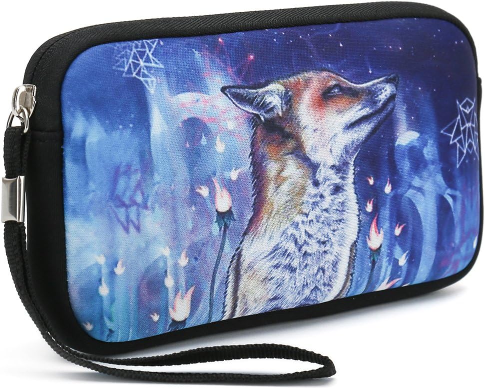 Unisex Portable Washable Travel All Smartphone Wristlets Bag Clutch Wallets, Change Purse,Pencil Bag,Cosmetic Bag Pouch Coin Purse Zipper Change Holder With Strap (Cool Wolf)
