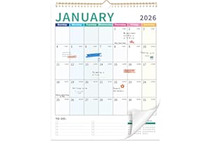 THBOXES Wall Calendar 2026-2027, 18 Month Calendar from January 2026 to June 2027 14.5" x 11.8" Large Desk Calendar with Twin-Wire Binding for Home Office Planning Personal Organisers, Colorful Block
