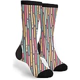 Abstract Line Flower Stripes Unisex Casual Socks, Funny Novelty Crazy Crew Dress Socks