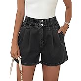 Nitzana Women's Denim Shorts Summer Baggy Elastic High Waisted Wide Leg Jean Shorts with Pockets Trendy 2026