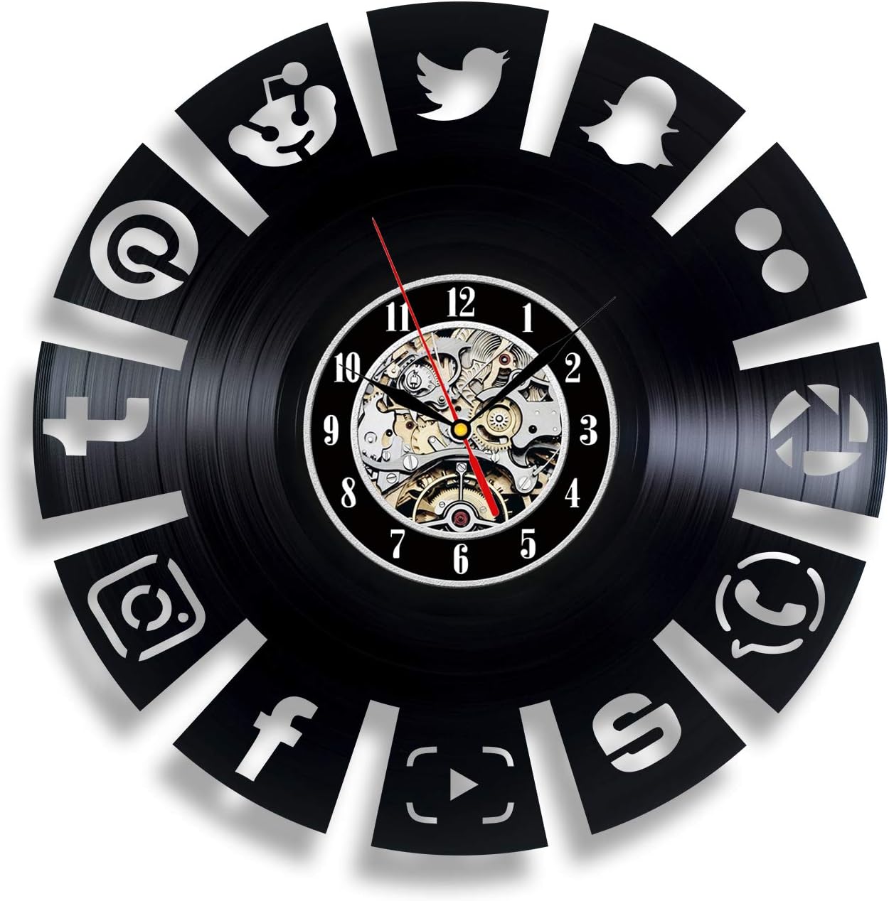 Social Media 30cm Vinyl Record Wall Clock Logo Kids Twiter