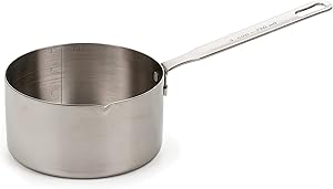 RSVP International Endurance (MEA-300) Stainless Steel Measuring Pan Scoop, 3 Cups | Dry or Liquid | Baking or Cooking | Ideal for Melting Butter, Chocolate, Heating Soup | Dishwasher Safe