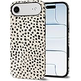Svanove Cheetah Print Phone Case for iPhone 17 Air Case Girly, Cute Leopard Case for Women, Luxury Trendy Retro Cool Animal Print Design, Aesthetic Pattern Hard Shell Plastic Cover, Beige Polka Dots