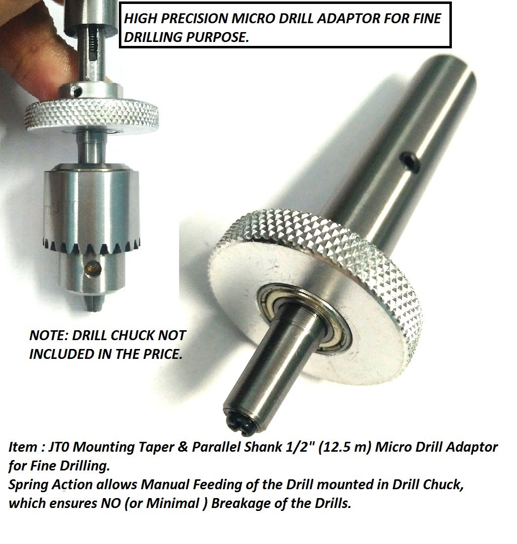 Micro Fine Drill Mill Adaptor Miniature Quill 1/2 ShankJT0 Taper to