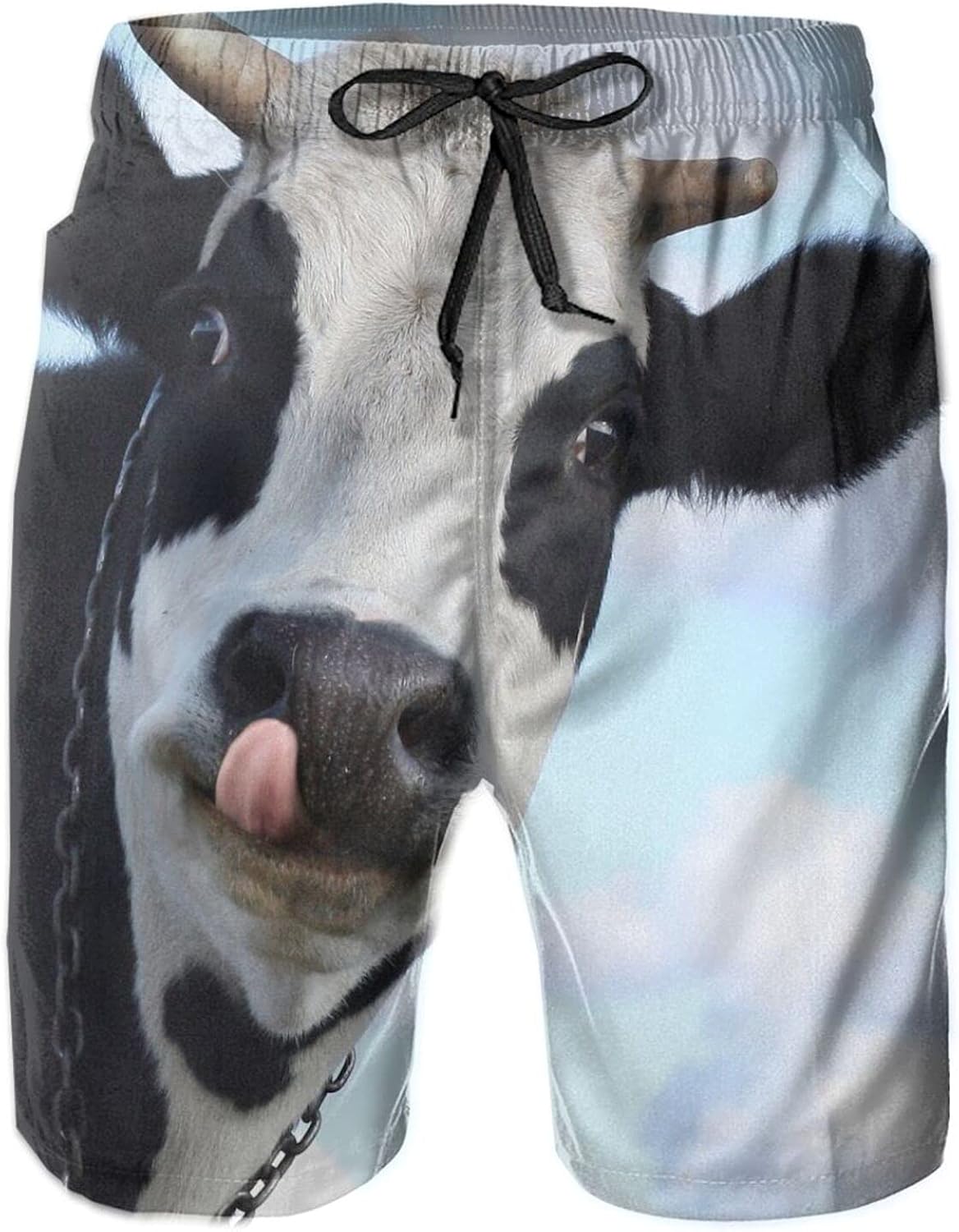 Physhen Funny Smiling Cow Swim Trunks Beach Board Shorts