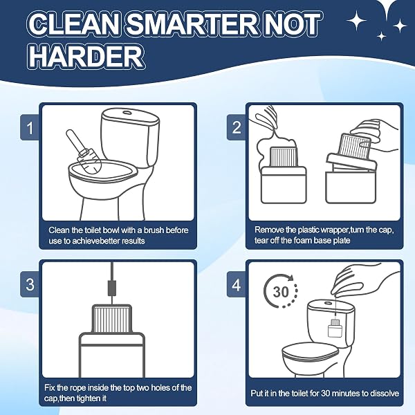 MSVVKO TOILET BOWL CLEANER, AUTOMATIC LONG-LASTING BLUE TOILET CLEANER BOTTLE, SEPTIC SAFE TOILET BOWL TABLETS IN BOTTLES, FRESH BATHROOM & DEODORIZE, 6 PACK, 2300 FLUSHES EACH