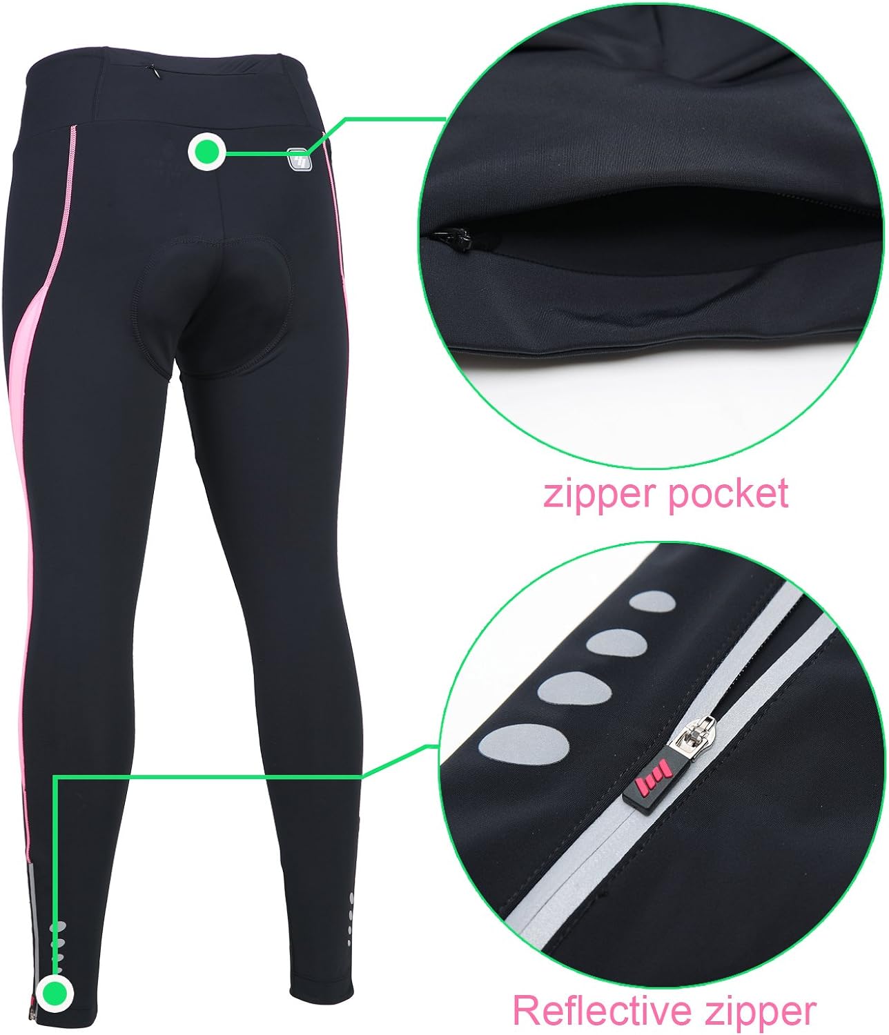 Women's Cycling Pants 3D Padded Compression Tight, Long Bike Bicycle Pants with Wide Waistband : Clothing