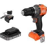 BLACK+DECKER Drill, 20V MAX POWERCONNECT Cordless Brushless &frac12;-in. Power Drill Driver with 2Ah Battery and Charger, Double Ended Screwdriver Bit, LED Light, Ergonomic Grip, Lightweight (BLD782D1)