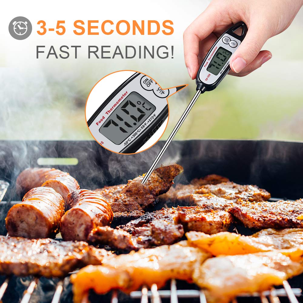 Digital Meat Thermometer, Kuger Instant Read Kitchen Thermometer for Cooking with Stainless Steel Probe, BBQ Grill Accessories (2 pack)