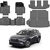 TTX LIGHTING Floor Mats & Cargo Liner Compatible with Toyota Highlander 2020-2026: TPE All Weather Floor Liner Highlander 1st 2nd 3th Row & Cargo Mat Back Seat Cover Protector Full Sets (7 Seats)