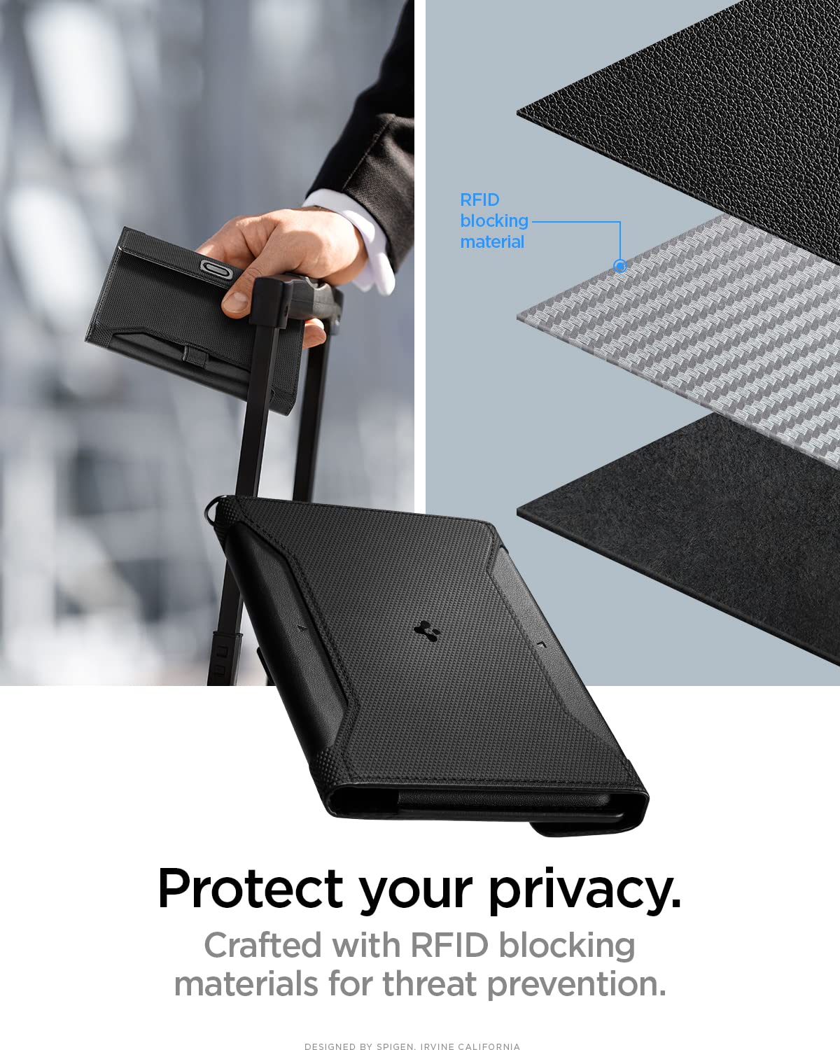 Spigen Life Passport Card Cover Holder Wallet Travel Documents Organizer Protector Accessories with RFID Blocking Technology SIM Card Pin Included