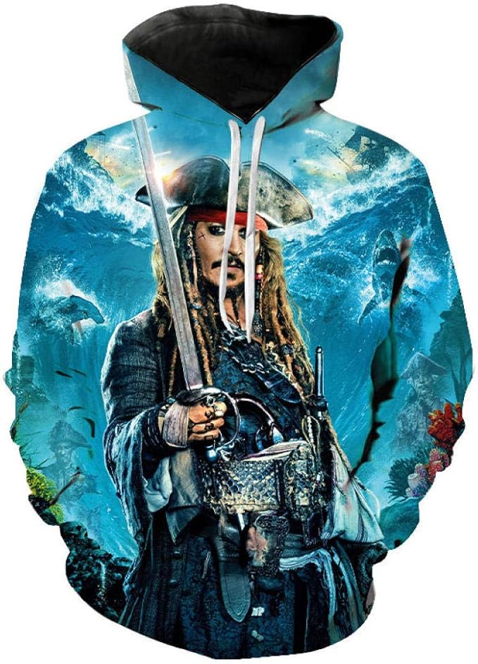 CSXGUO Unisex Cool Hooded Pirates of The Caribbean Captain Jack Sparrow