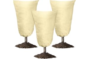 AIERDEN Plant Covers Freeze Protection,3Pcs 31.5X 47 Inches 2.82oz/yd² Thicken Frost Blankets for Outdoor Plants, Plant Cover with Drawstring.Tree Frost Cloth Bags Cover, Anti-Freeze Protection for Trees