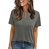 KILISU Womens Summer Tops Cutout Fashion Short Sleeve Cute Casual T Shirts Trendy 2026