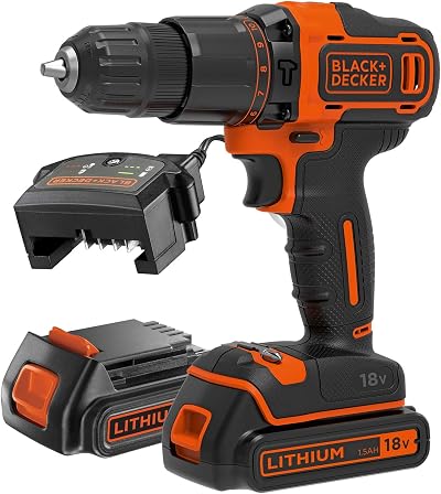 BLACK+DECKER 18 V Cordless 2-Gear Combi Drill Kitbox 2x1.5Ah Batteries