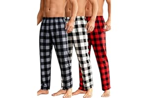3 Pack Soft Plaid Pajama Pants, Comfortable Lounge Pants for Men