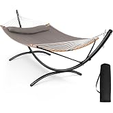 SUNCREAT Portable Hammock with Stand Foldable, Patent Pending, Brown | Hammocks Standing Patio Hammock