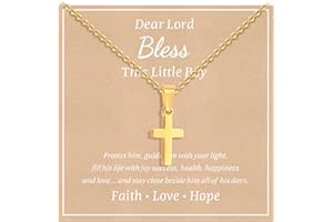 MEALGUET Stocking Stuffers Cross Necklace for Kids : Minimalist Gold Plated/Silver Cross Chain Necklace Jewelry First Communion Baptism Gifts for Teenage Girls Boys Son Children