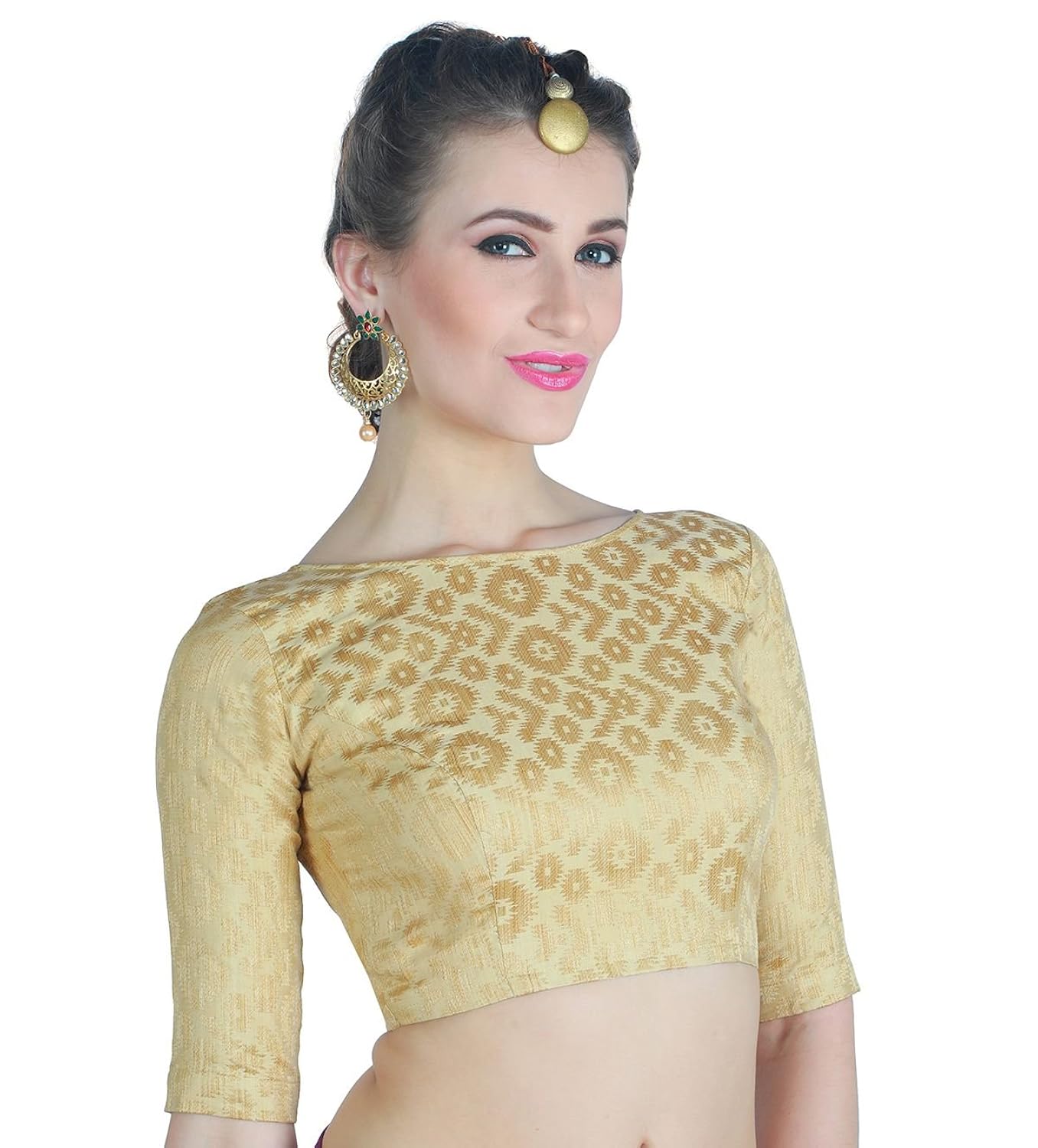 studio shringaar women's golden brocade saree blouse.