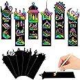 AUGSUN 96Pcs Ramadan Crafts for Kids, Magic Rainbow Scratch Art Eid Bookmarks for Kids Ramadan Gifts Eid Activities for Kids Ramadan Arts and Crafts Eid Party Favors Hanging Ornaments